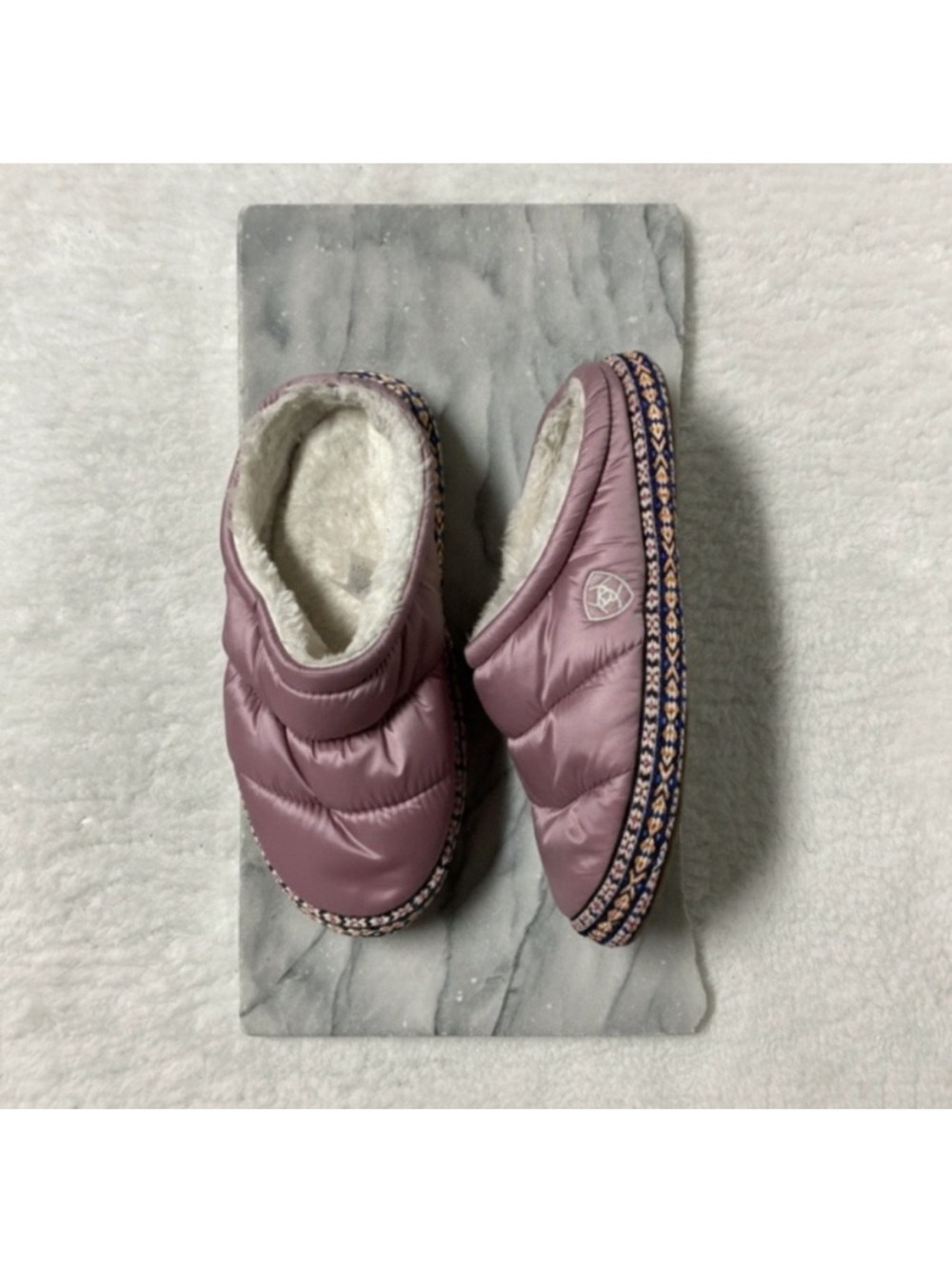Ariat Crius Clog Slippers Size 6.5-7 Shoes Pink Metallic Faux Fur